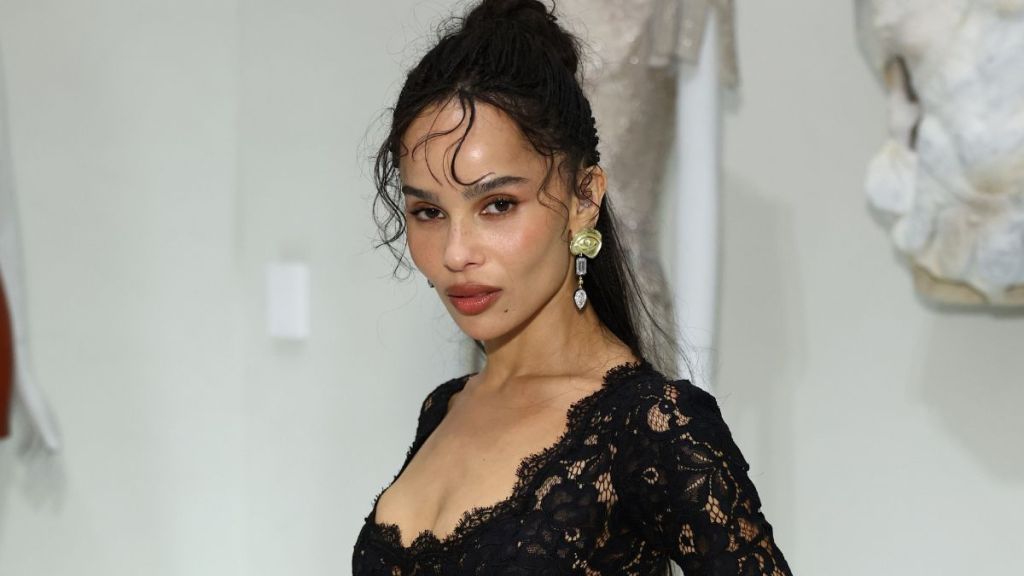 Zoe Kravitz's Plunging Saint Laurent Lace Gown Is Completely See-Through