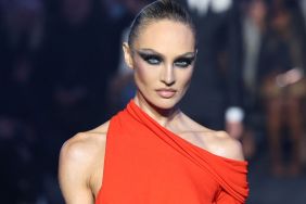 Candice Swanepoel Strikes a Steamy Pose in Bralette & Sheer Tights