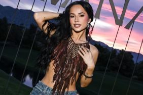 Becky G Goes Boldly Braless Under Sheer Nude Micro Minidress