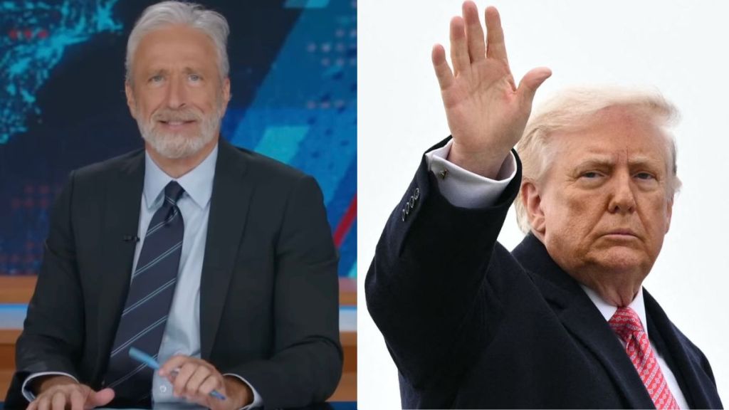 Jon Stewart Makes Fun of Donald Trump's Handshake Style