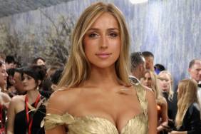 Tate McRae's Lacy Ludovic de Saint Sernin Gown Features Gold Feather Bra