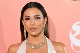Eva Longoria Nearly Pops Out of Curve-Hugging Dress With Racy Slit