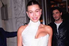 Hailey Bieber’s Almost Bares It All in Super High-Slit Coat