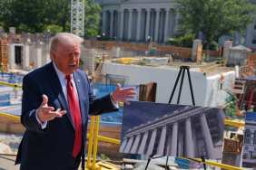 Donald Trump Ballroom Sign Falls Down Mid-Rant Over ‘Dumbocrats’