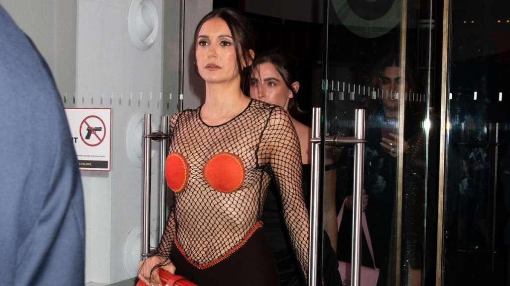 Nina Dobrev Goes Braless Under Fully See-Through Gabriela Hearst Dress