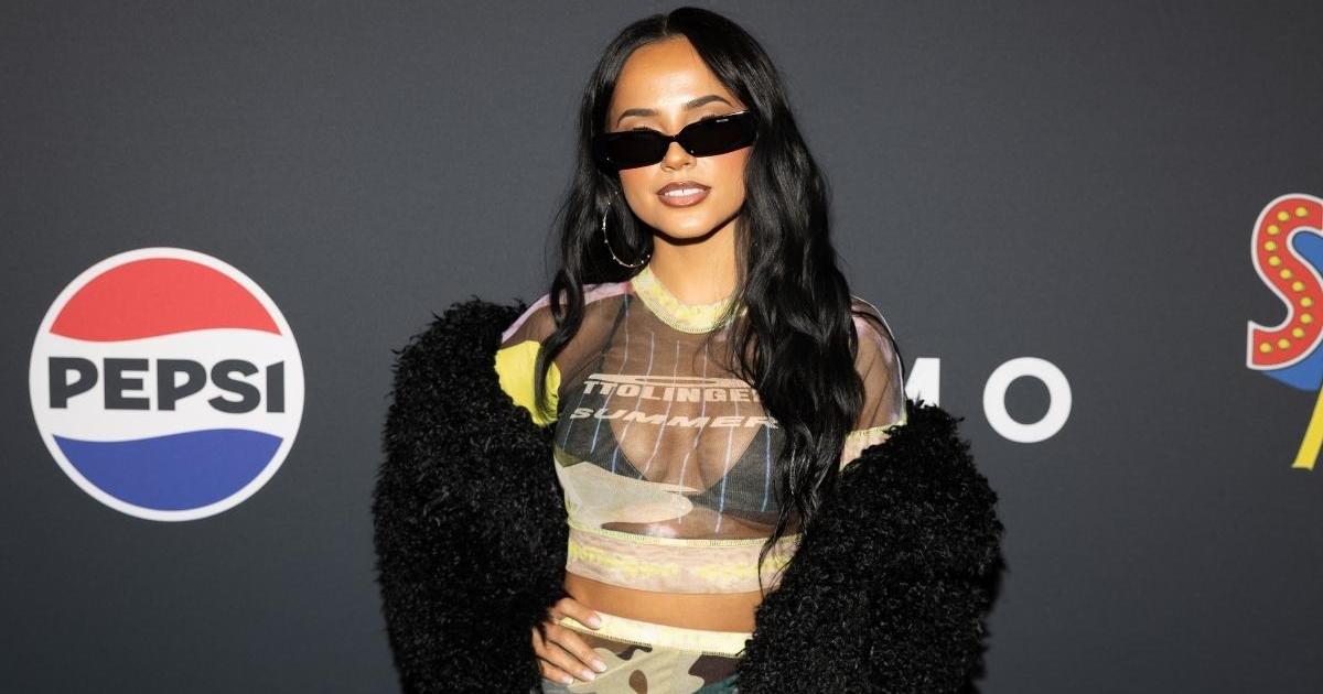 Becky G Lets Her Toned Abs Move in Daring Bra Top Look