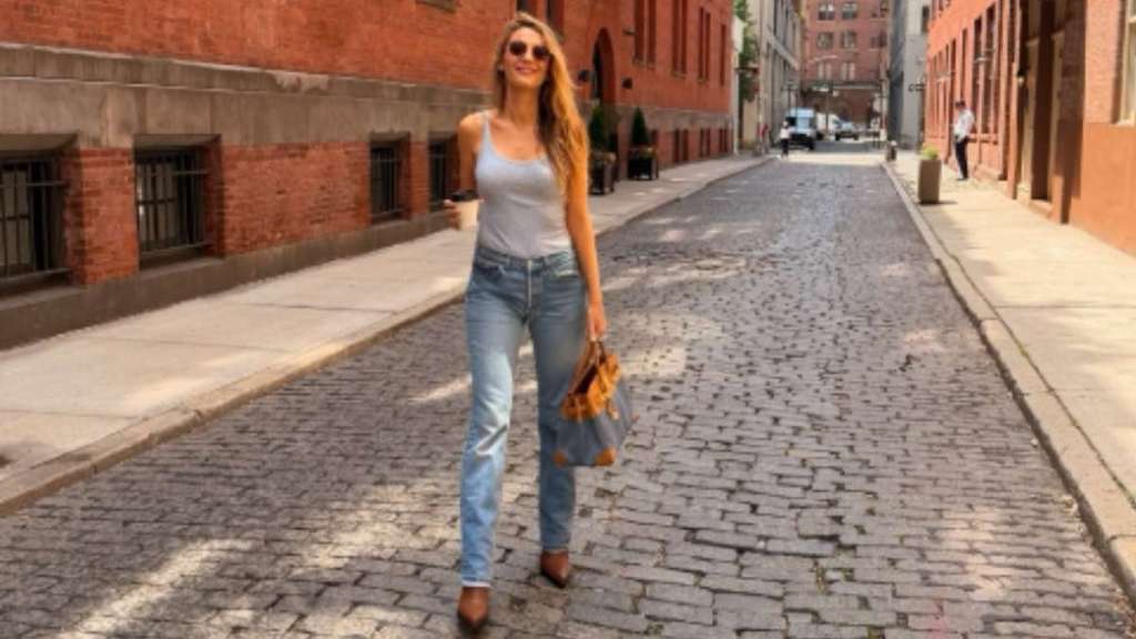 Blake Lively Elevates Plunging Top With Vintage Hermes Bag for Coffee Date