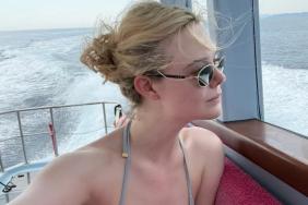 Elle Fanning Wears Nothing But Thong & Bandana on Vacay