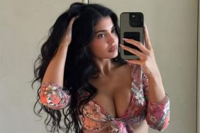 Kylie Jenner’s Plunging Sheer Top Barely Holds on as She Mixes Drinks