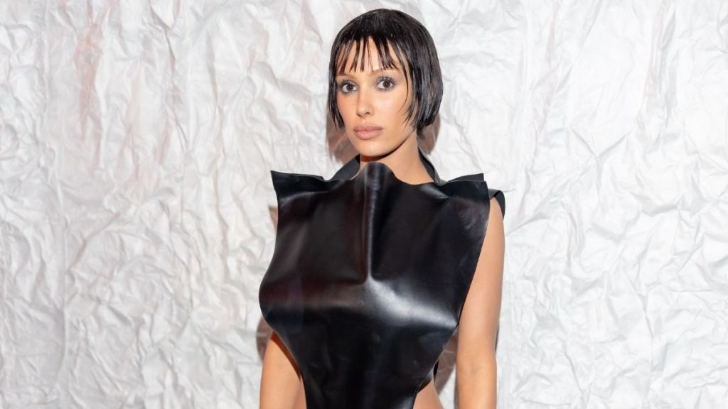 Bianca Censori Stuns in Skin-Tight Latex Catsuit Featuring Huge Cutout