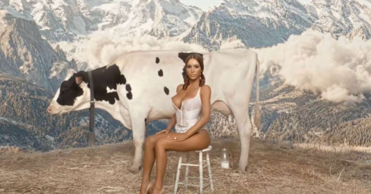 Bianca Censori Takes on Farm Duty in Plunging Lace-Up Bodysuit