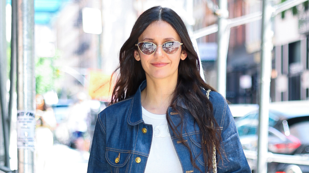 Nina Dobrev Nails Denim on Denim in Celine Jacket & Micro Miniskirt