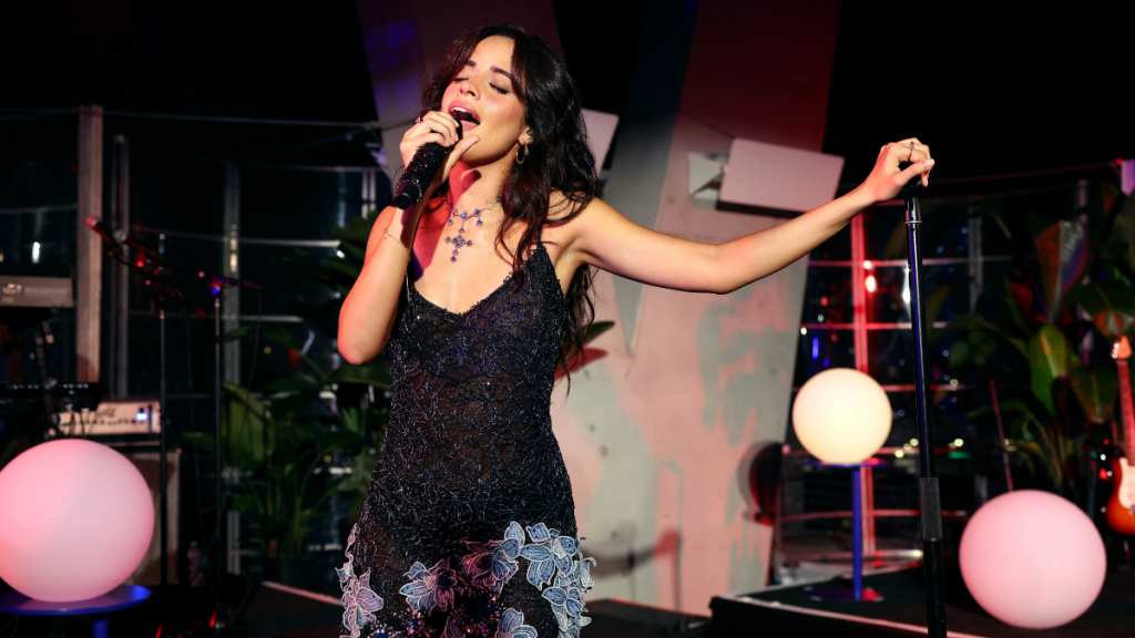 Camila Cabello’s John Galliano Slip Dress’ Neckline Dips Dramatically Low