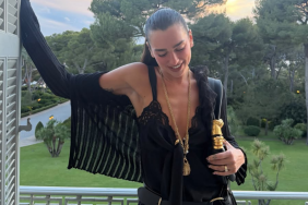 Dua Lipa Styles Lacy Cami Top Hanging by Strings With $5K Schiaparelli Bag