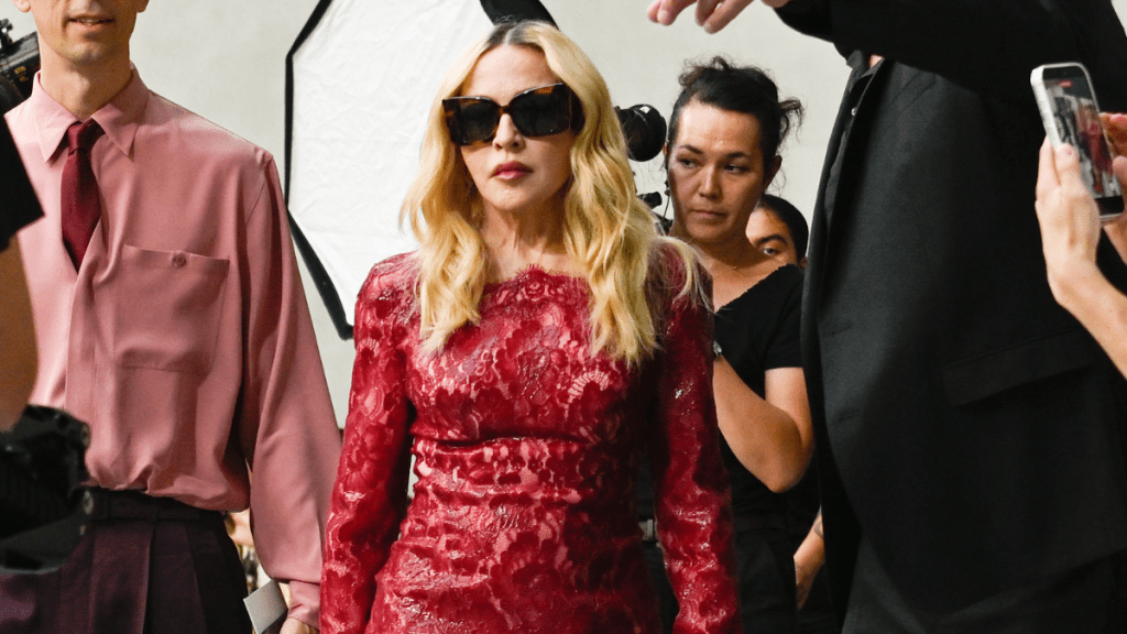 Madonna's Saint Laurent Lace Micro Minidress Is Completely See-Through