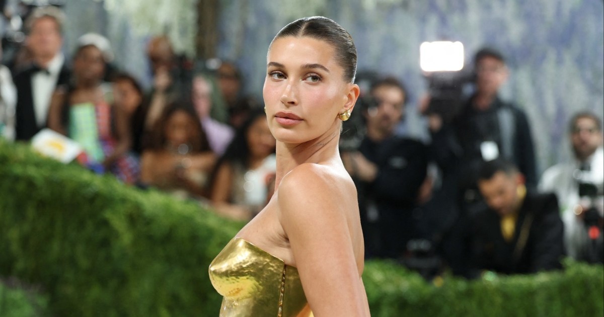 Hailey Bieber Gets Soaked in Fully See-Through Micro Minidress for Rhode