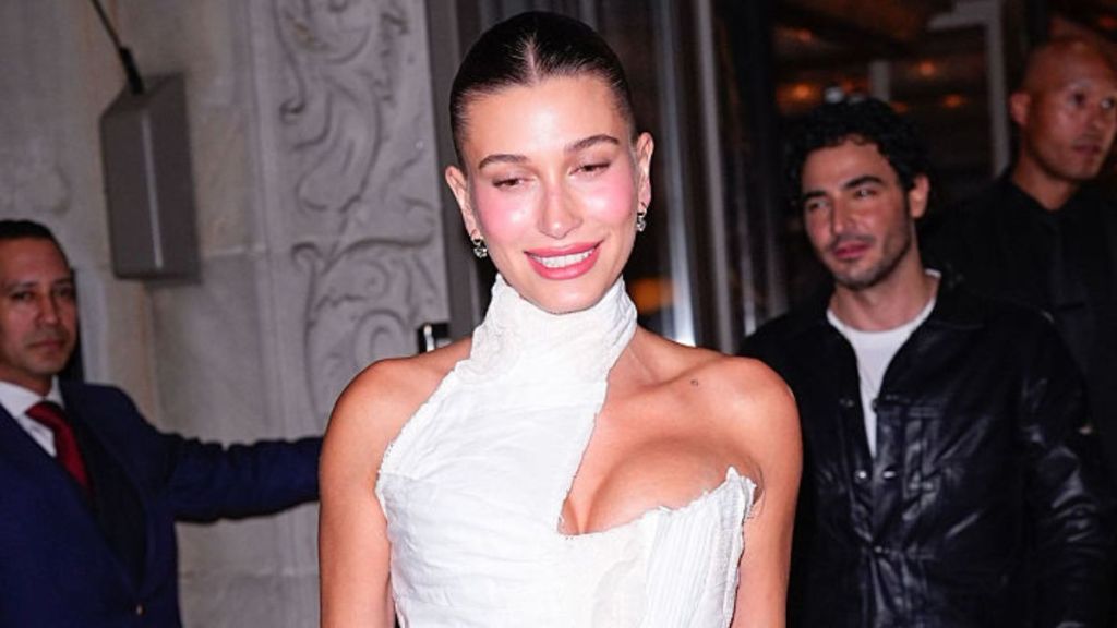 Hailey Bieber's Plunging Guizio Micro Minidress Is Hanging on by 2 Strings
