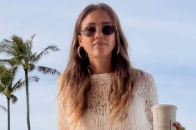 Jessica Alba toned abs pantsuit