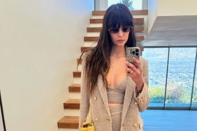 Nina Dobrev Flaunts Her Legs in Retrofete Micro Miniskirt With Lacy Slit