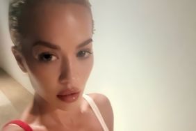 Rita Ora Goes Wild in Tiny Bra-Top & Bold Cutout Mini Skirt on Stage