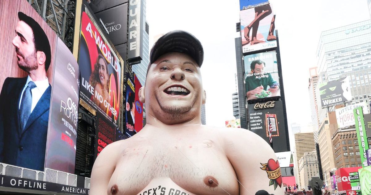 Shirtless Elon Musk Inflatable at Times Square Sparks Buzz — Report