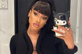 Megan Thee Stallion Lounges in Plunging Dress That Dips Front & Back