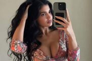 Kylie Jenner's Plunging Tie-up Top Dips Dangerously Low Above Khy Jeans