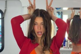 Hailey Bieber's $50 Skims Bralette & Thong Barely Hang on by a Few Strings
