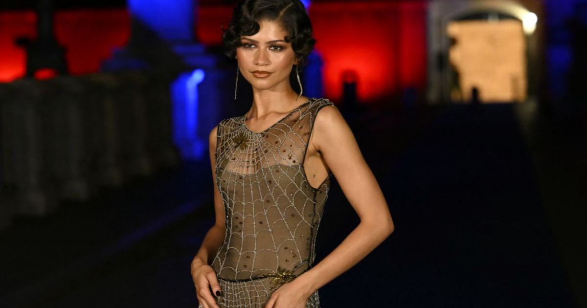 Zendaya's Versace Micro Miniskirt & Crop Top Keep Her 'Spider-Man' Streak Going
