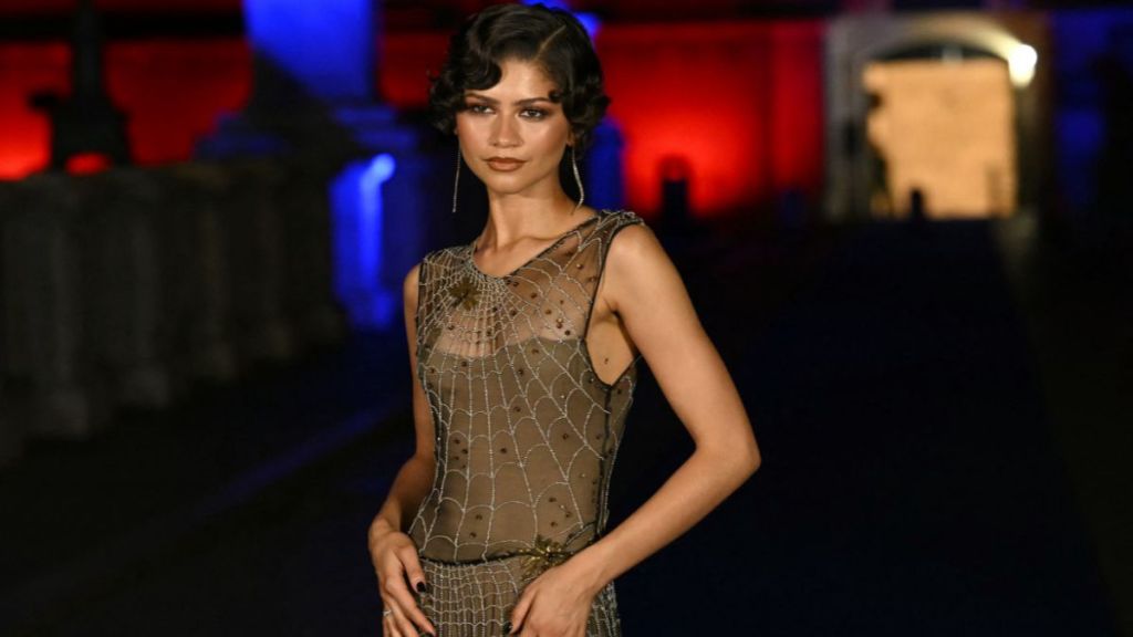 Zendaya's Versace Micro Miniskirt & Crop Top Keep Her 'Spider-Man' Streak Going
