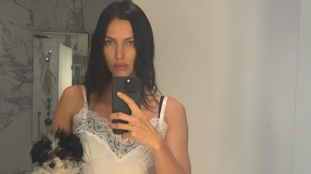 Irina Shayk's $4K See-Through Revolve High Slit Dress Dips Seriously Low