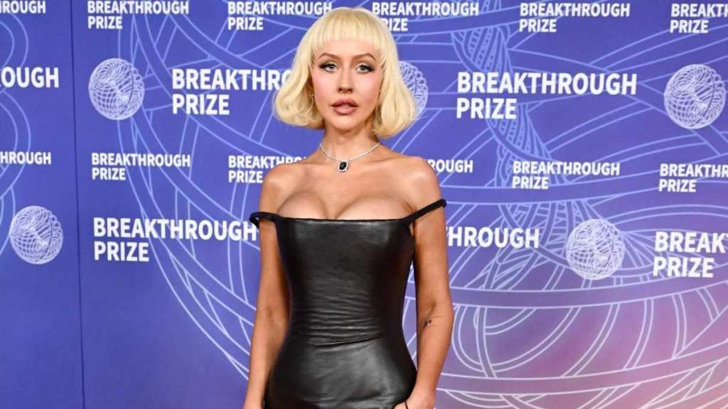 Christina Aguilera’s High Slit Tom Ford Dress Dips Ridiculously Low & Bold