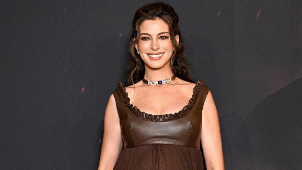 Anne Hathaway’s Louis Vuitton Gown Is Completely See-Through at Premiere