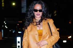 Rihanna's Savage x Fenty Lace Plunge Bra Peeks Through Unbuttoned Shirt