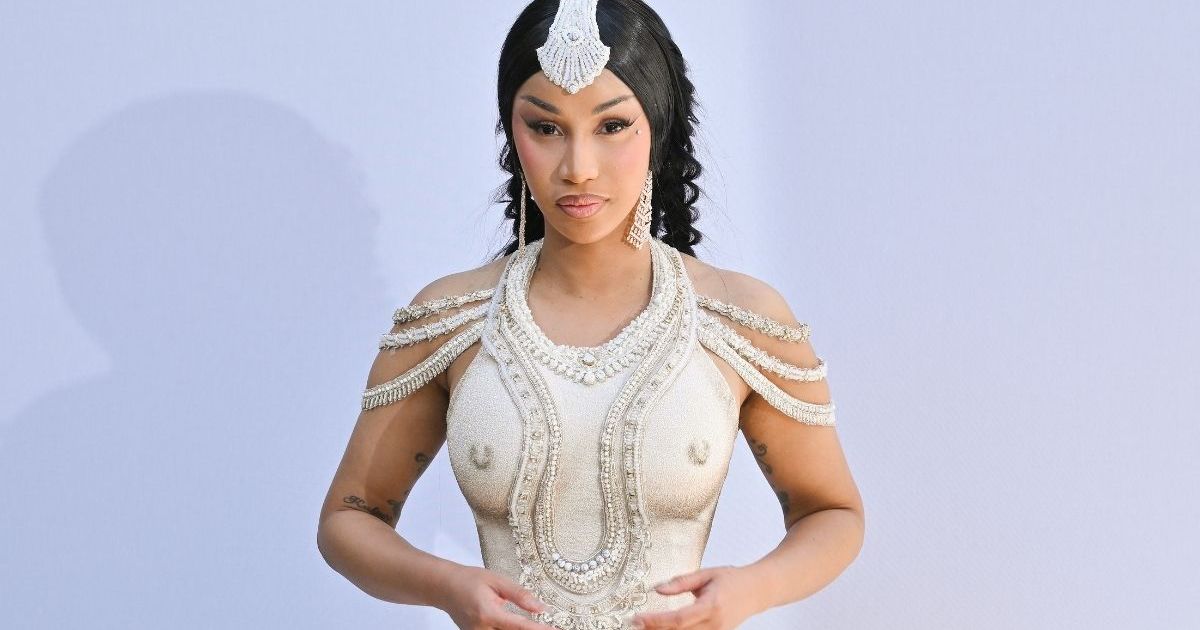 Cardi B's Body-Hugging Rahul Mishra Dress Perfectly Holds Her Curves at PFW