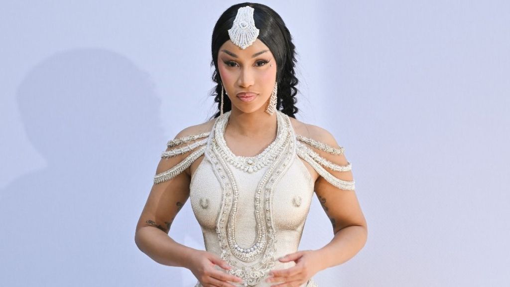 Cardi B’s Body-Hugging Rahul Mishra Dress Perfectly Holds Her Curves at PFW