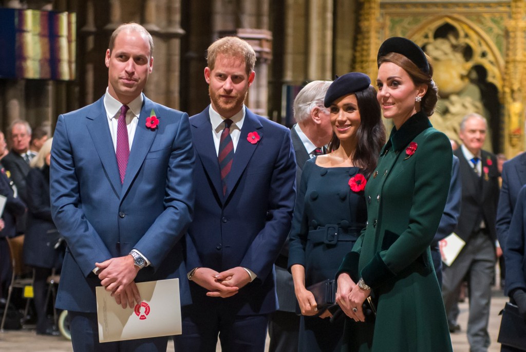 Prince William and Prince Harry with wives Meghan Markle and Kate Middleton