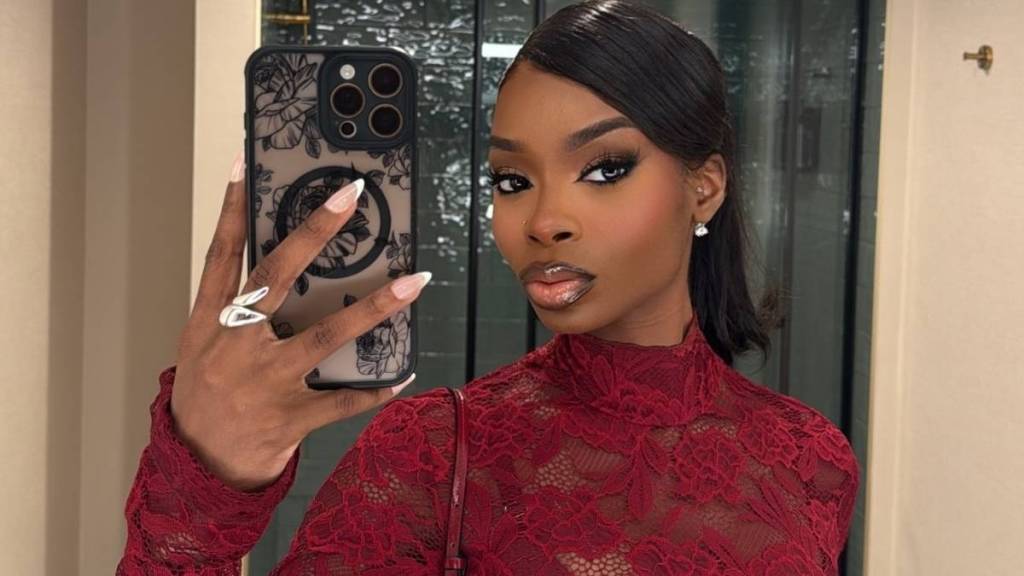Olandria Carthen Styles $1990 Tom Ford Top as Dress With Waist-High Slit