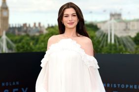 Anne Hathaway’s See-Through Blumarine Micro Minidress Rides up Her Thighs