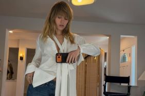 Suki Waterhouse’s Unbuttoned Auter Coat Shows Thigh-High Slit & Thong Peek