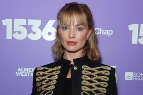 Margot Robbie’s Lacy Doen Top Hangs on for Dear Life With Micro Miniskirt