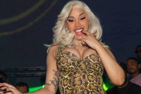 Cardi B Nearly Spills Out of Deeply Plunging Nude Bodysuit