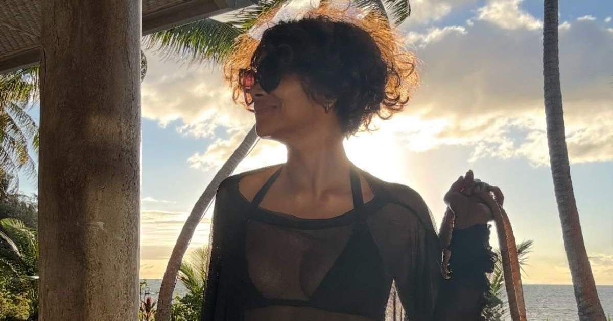Halle Berry Flashes Her Cheeky Thong in Fully See-Through Cover-up