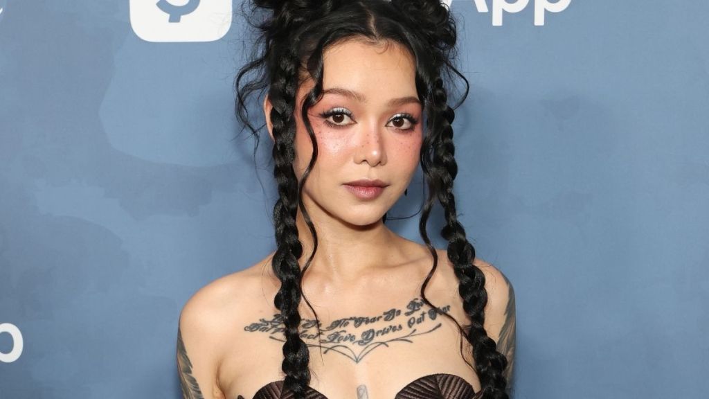 Bella Poarch Pairs Plunging Agro Studio Corset With See-Through Skirt