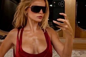 Brooks Nader's Fiery Red Dangerously Plunging Dress Is Gucci by Tom Ford