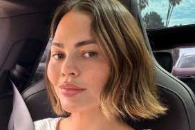 Chrissy Teigen’s Plunging Maje Bra Top Hangs by the Thinnest Strings