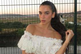 Dua Lipa’s Tiny See-Through Lacy Chloe Playsuit Rides High on Her Curves