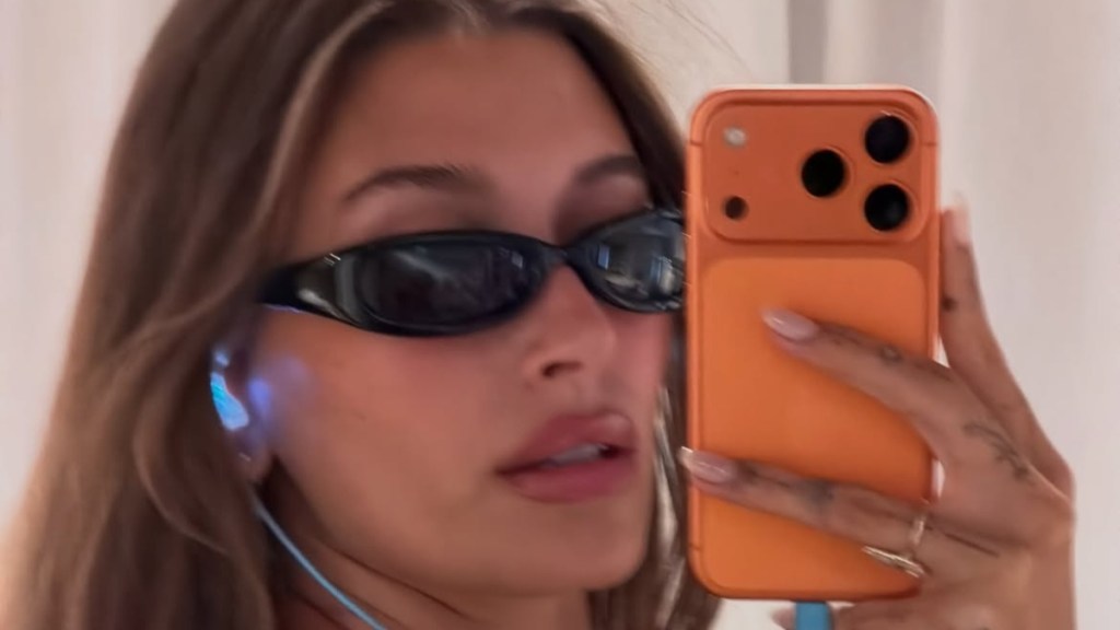 Hailey Bieber’s Micro Shorts Ride Ridiculously High To Graze Her Curves