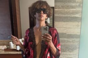 Halle Berry Poses in Nothing but an Undone See-Through Soma Lace Robe