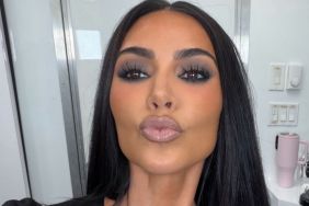 Kim Kardashian's Plunging SKIMS Cardigan Barely Hangs on by a Single Button